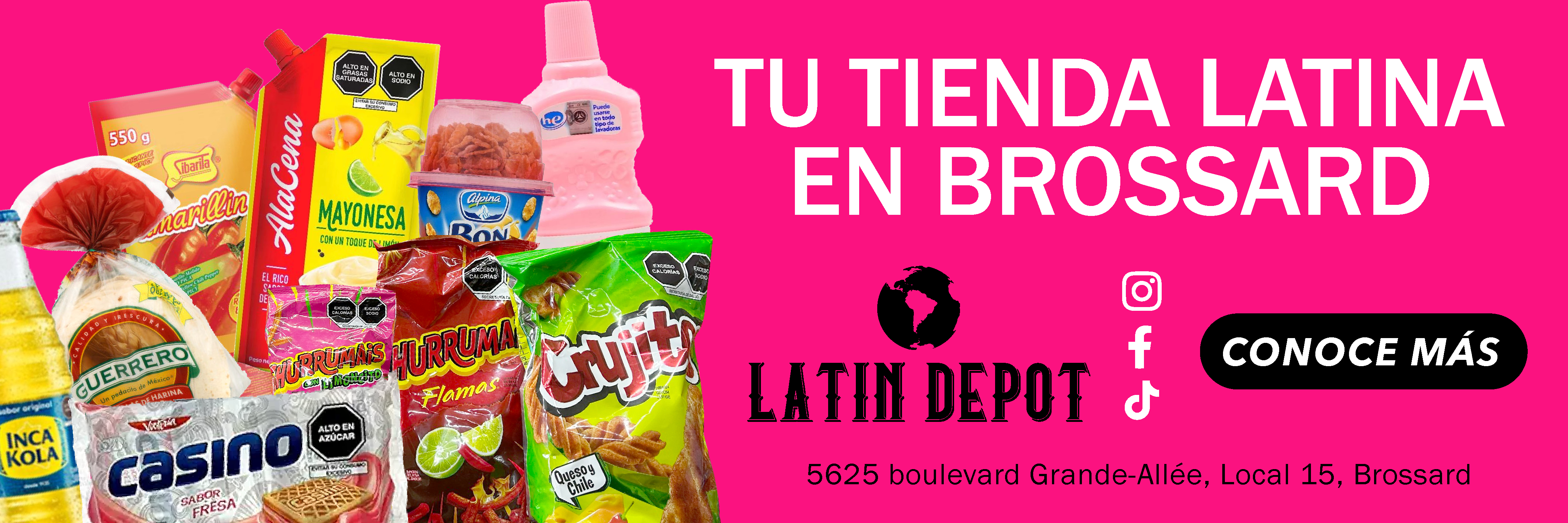 publicidad de la tienda latina latin depot ubicado en brossard