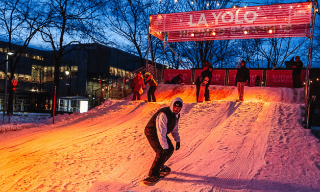 Competencia de snowskate en las glissades Gamelin